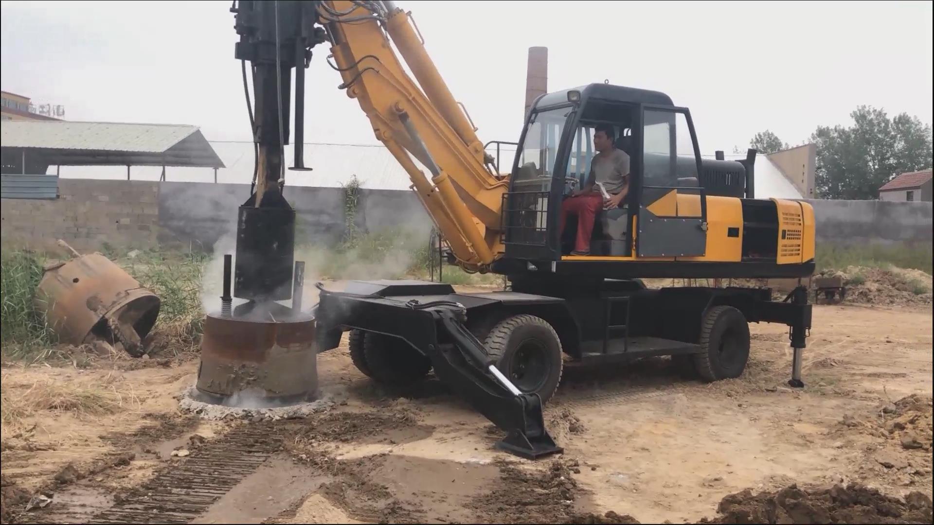 輪式旋挖鉆機打混凝土